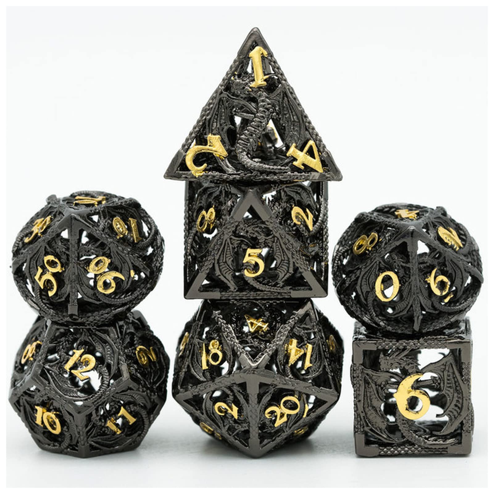 Würfel Metallflying Dragon. D & D. Würfel 7 Stück DND. Würfel, polyedrale Würfel-Set, for Rollenspiel Spiel MTG Pfadfinder Gezinkte Würfel (Size : Golden)