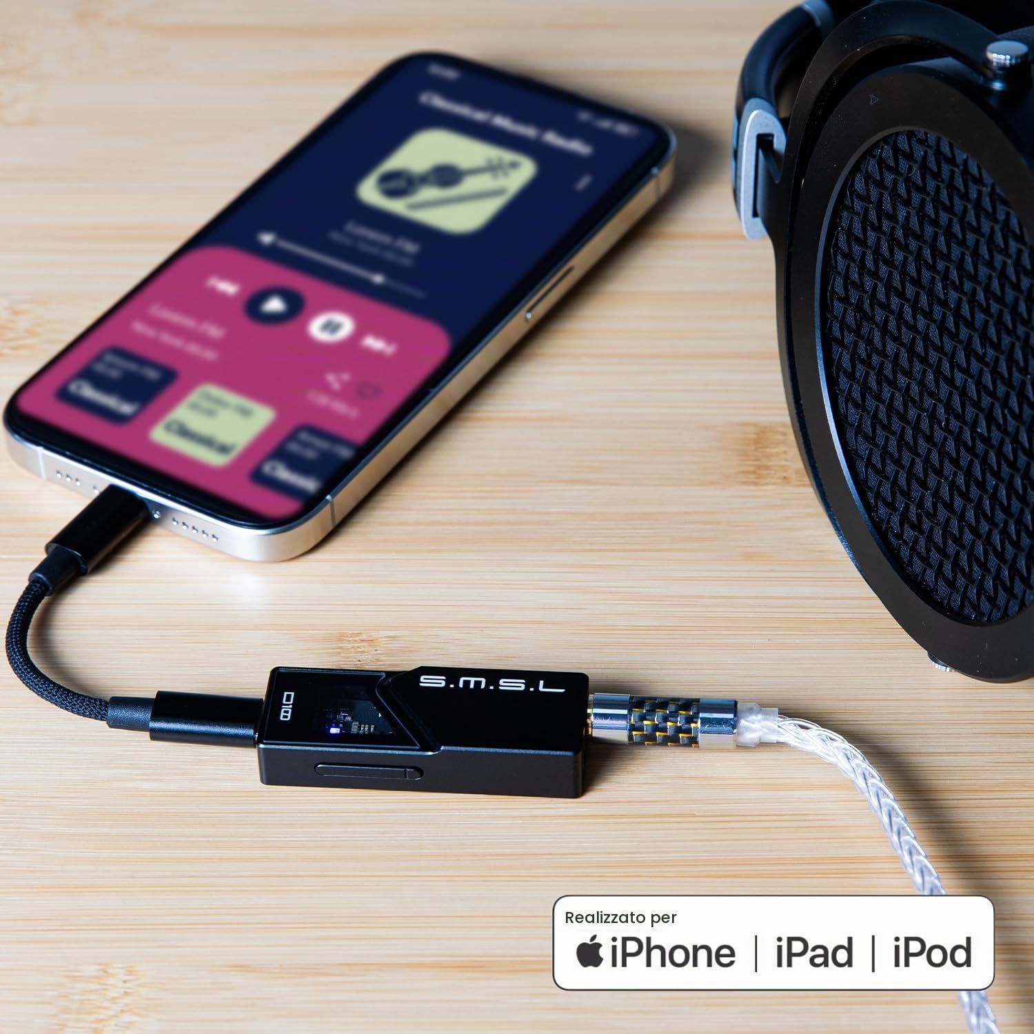 S.M.S.L D10 Amplificatore per cuffie USB Potrable Dac con uscite audio da 3,5mm e 4,4mm bilanciate Doppio mini amplificatore audio Supporto 500mw 16Ω DSD256 Hi-Res Earphone Amp (Grigio)