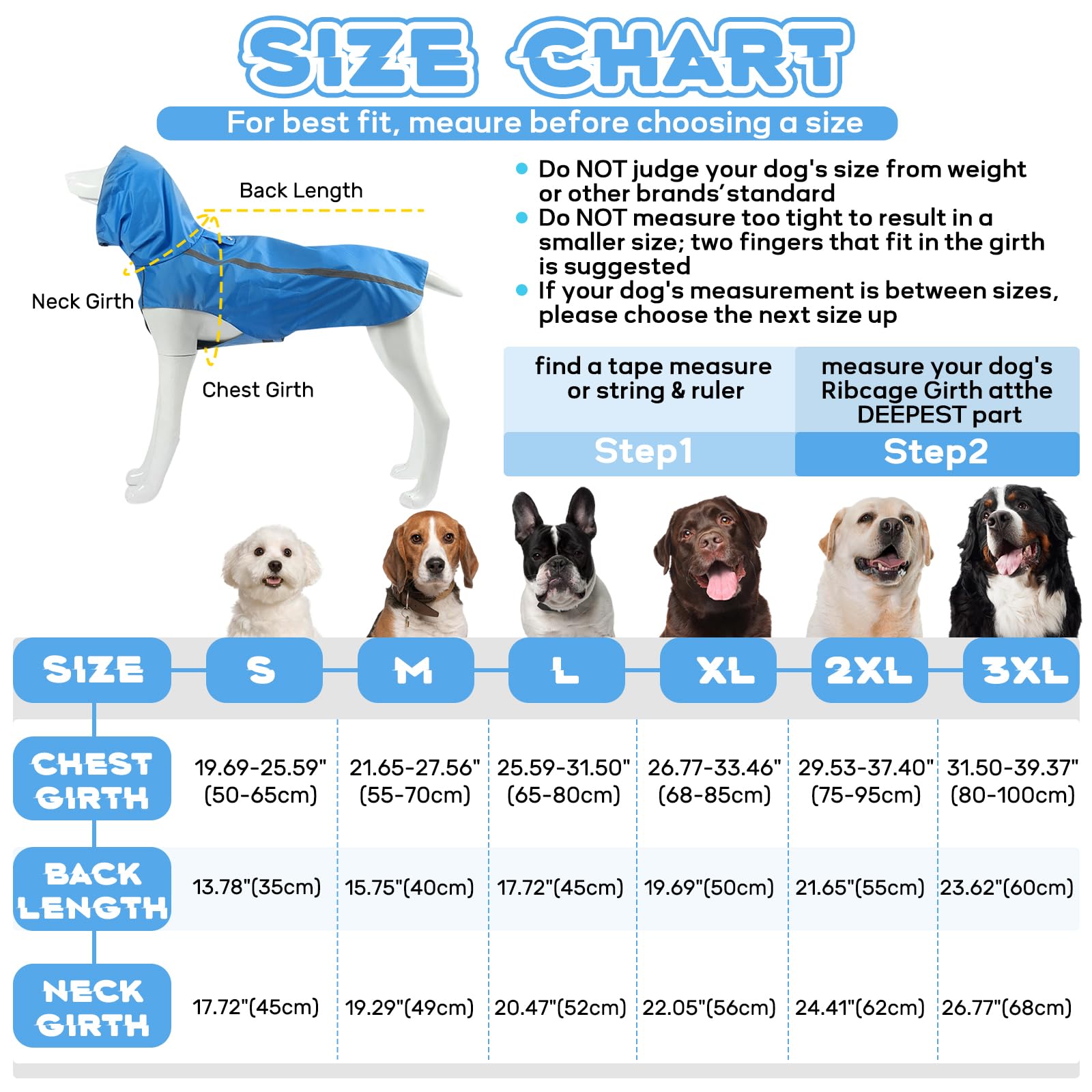 Manteau de pluie imperméable pour chien avec bord réfléchissant, réglable, léger, à capuche, vêtement coupe-vent pour chiens de petite à 3XL, taille 3XL