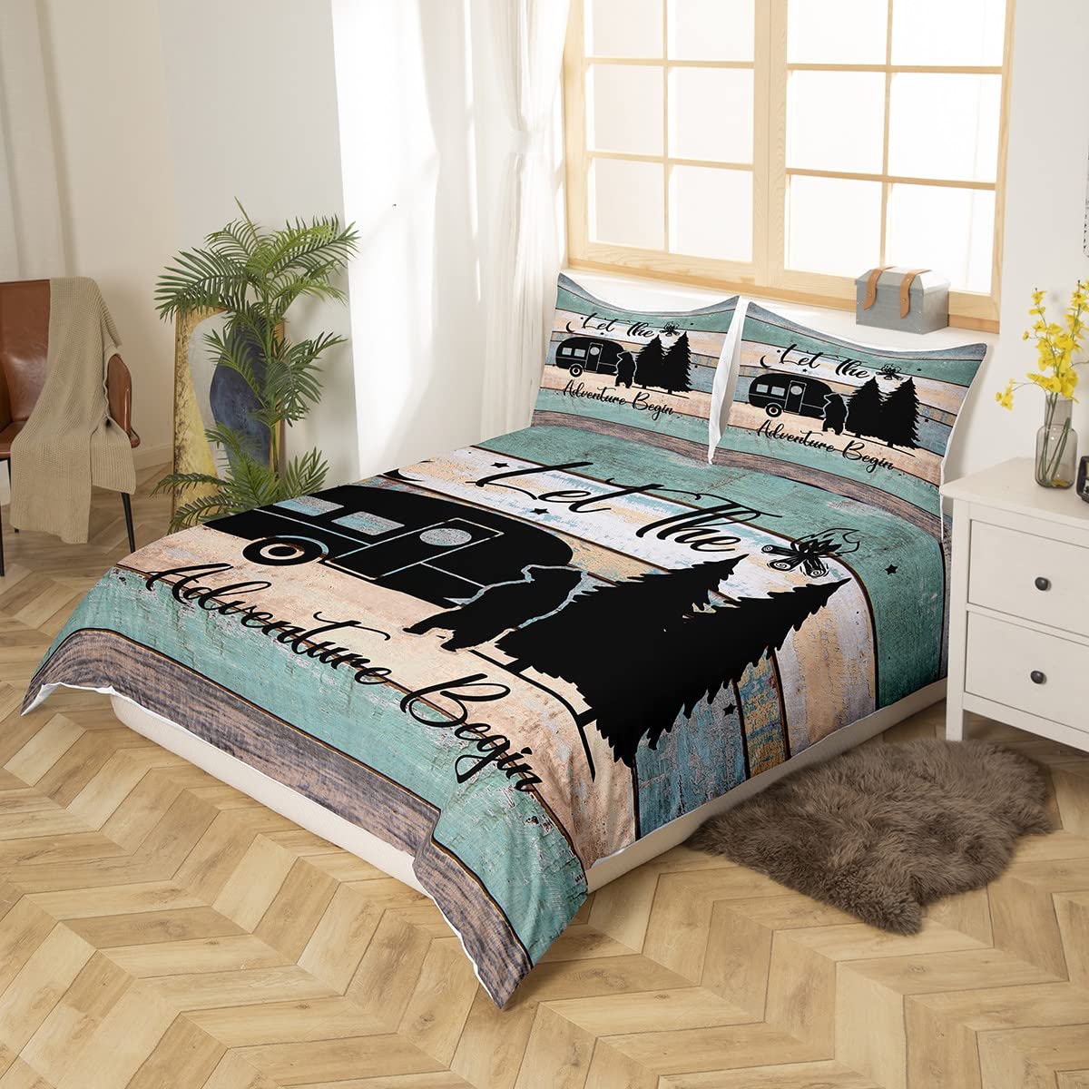 Erosebridal Wohnmobil-Bettwäsche-Set Galaxie – Doppelbett Größe 172,7 X 228,6 Cm, Mit Kissenbezug, Mikrofaser