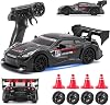 Auto RC Drift, vehículo de control remoto a escala 1:24 para niños, 2.4GHz 20KM/H 4WD autos RC de alta velocidad con luz LED, dos baterías y llantas de derrape, autos de juguete de carreras para adultos, niños y niñas 8601BK 1