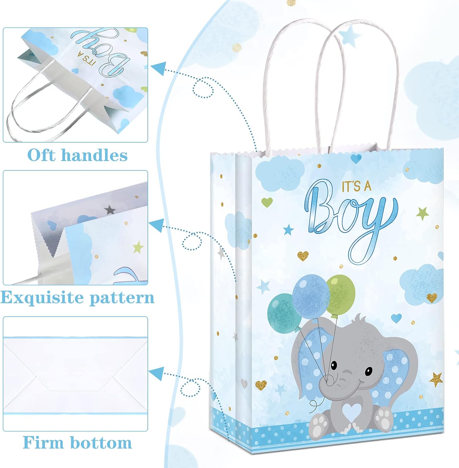 Zonon 16 Packs Baby Shower Present Bags with Handle image 3
