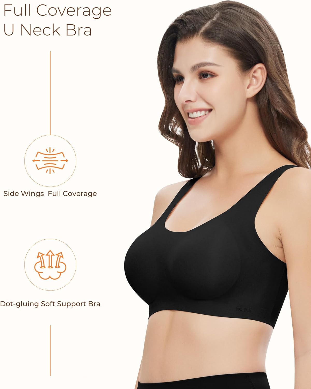 Pullover Wireless Bras for Women, Seamless Full Coverage Comfortable U Neck No Underwire T-Shirt Bra - Image 2