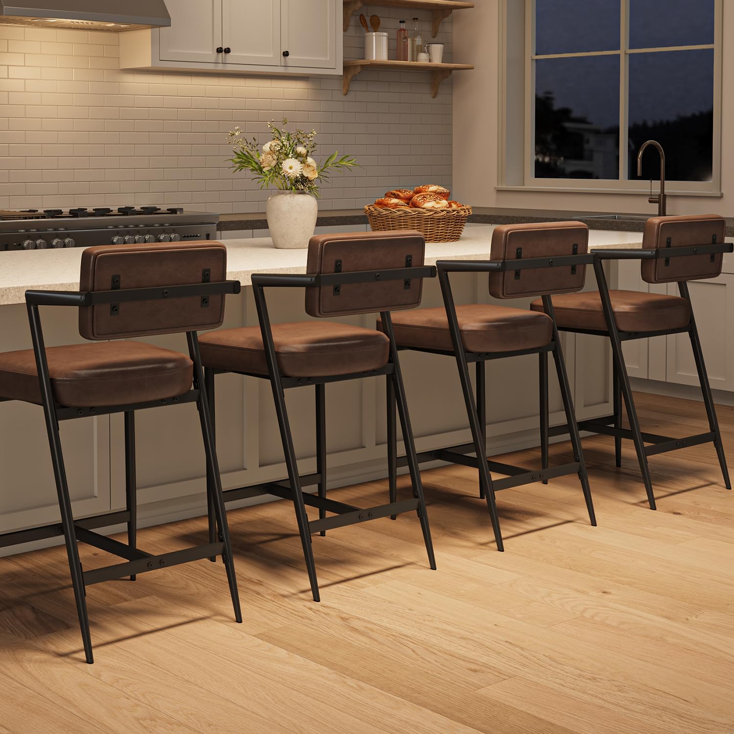 Tabourets de bar avec dossier ergonomique et assise épaisse Zstar