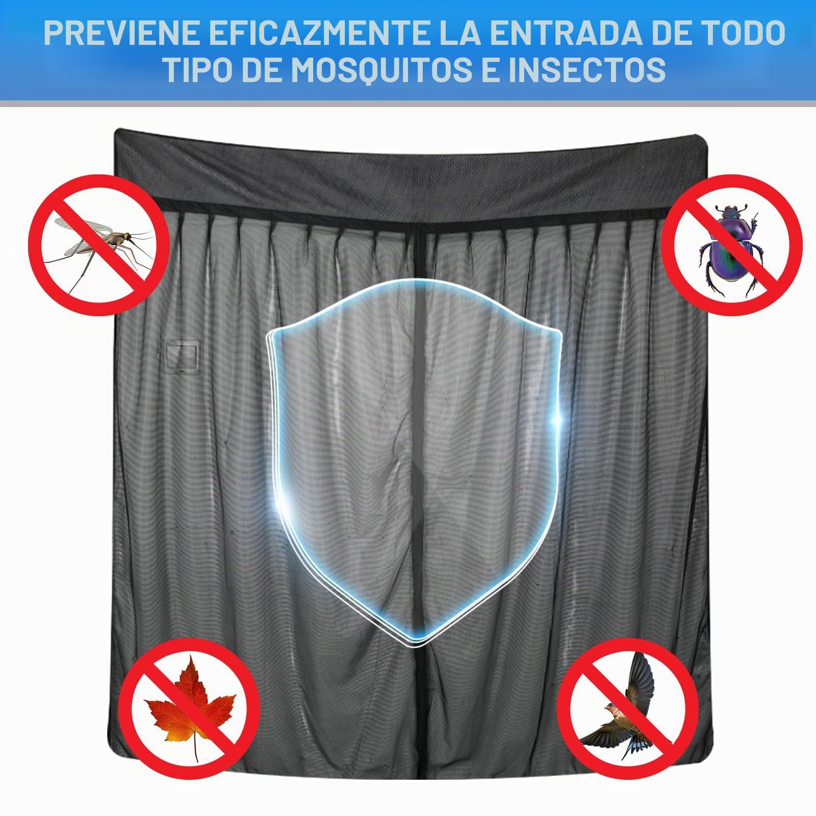 ZWPARTS Mosquitera Magnética para Autocaravanas, Mosquitera para Furgoneta para Puerta Trasera, Personalizada para Viano, Vito, Renault Trafic, Mosquitera con Cremallera en Puerta Central