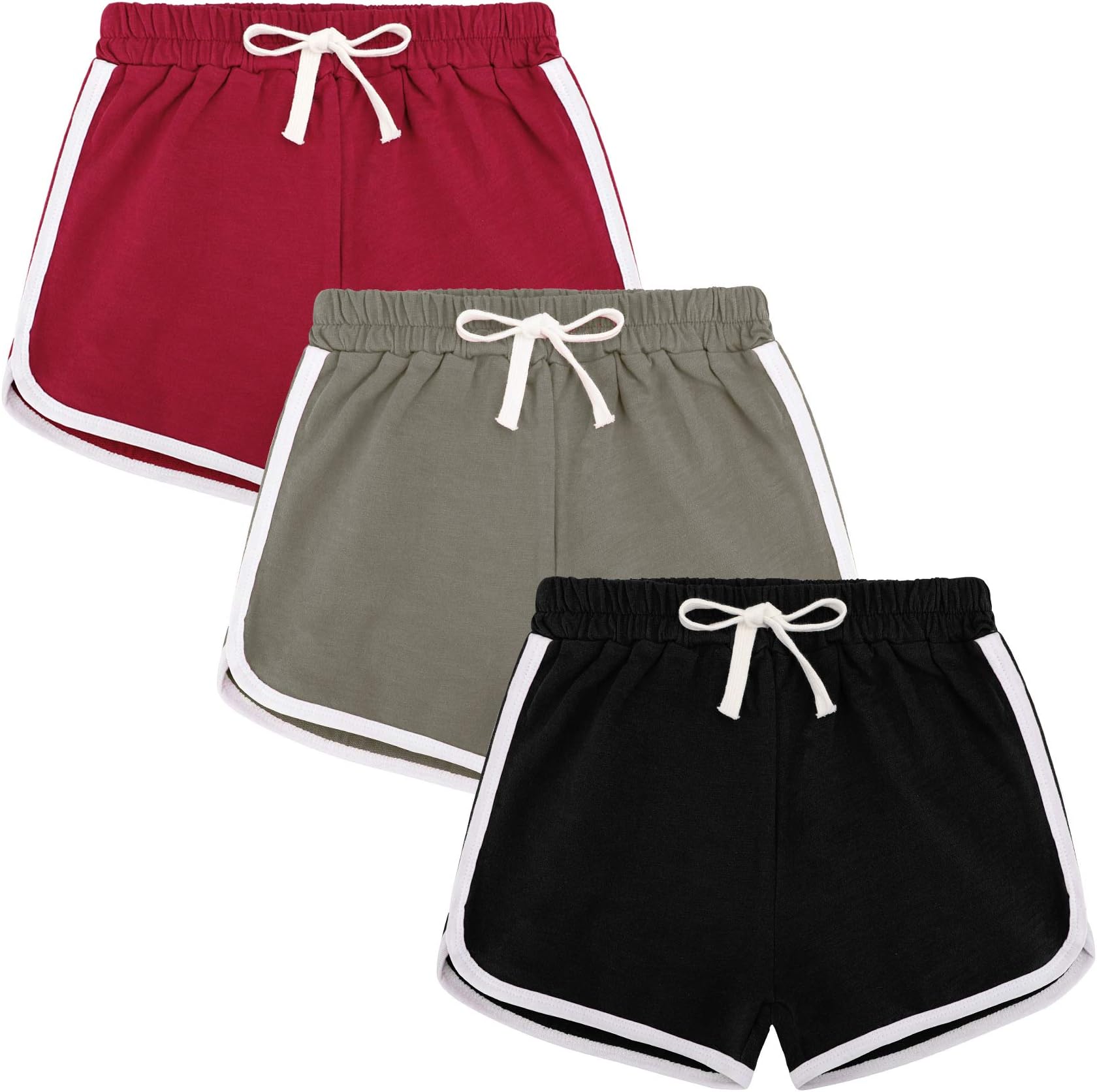 BOOPH3 Pack Girls Athletic Shorts Cotton Workout Running Dance Dolphin Shorts