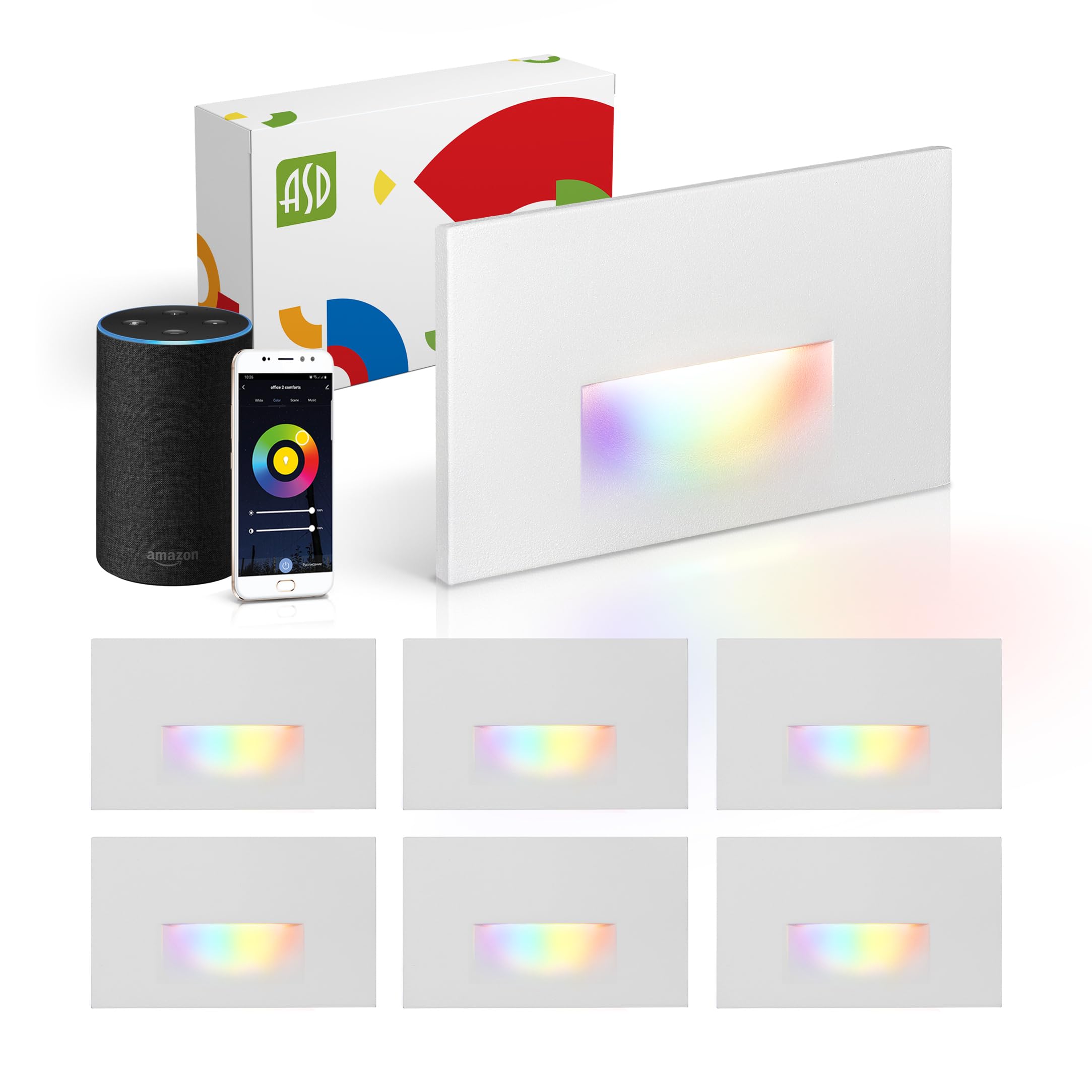 ASD LED Recessed Step Light Fixture, Outdoor & Indoor Stair Tread Lighting | RGBW, Smart, Waterproof, ETL Listed | 3W 60LM RGB-2700K-6500K 120V |