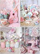 DCIDBEI 30 x 40 cm 4 x 5D Diamond Painting Table Decors, Pink DIY Embroidery Cross Stitch Rhinestone Diamond Flowers Handicrafts Casual Game/Original Gift Girl Party/Home Wall Decoration