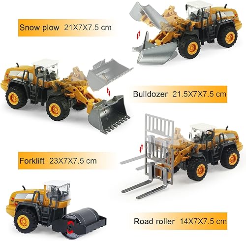 Miniatura 4 de Hapavis Vehículo de juguetes de construcción con excavadora de excavadora de excavadora, transportador de aleación, mini autos