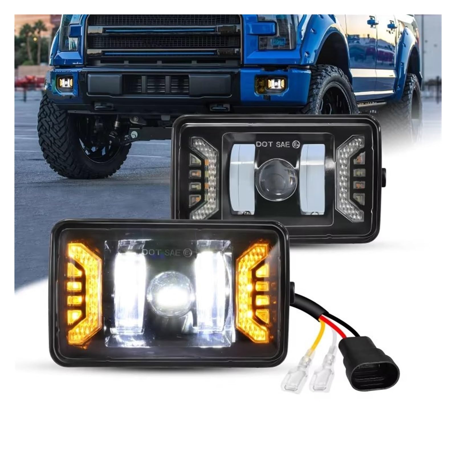 Faro Proiettore Anteriore 1 Coppia Per Ford Per F150 2015-2020 Paraurti Anteriore Auto Fendinebbia A LED Con DRL + Luce Di Direzione