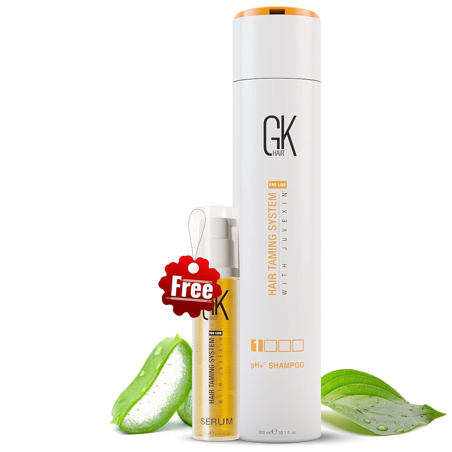 GK HAIR Global Keratin 100% Organic Argan Oil Anti Frizz Serum (10 ML) pH+ Pre-Treatment Clarifying Shampoo 300 ML