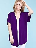 Vista 3 de Made by Johnny - Cárdigan estilo kimono, de manga corta dolman, para mujer