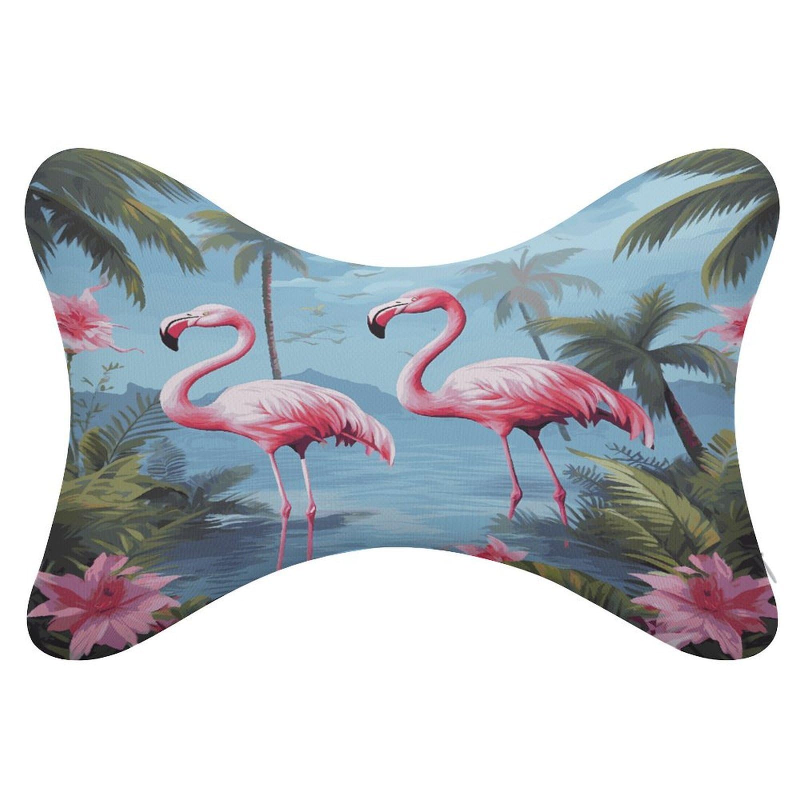 FekiLoot Tropical Flamingos Car Headrest Set of 2,Softness Memory Foam Car Neck Pillow with Breathable Removable Cover Car Neck Support Pillow Ergonomic for Driving, Office