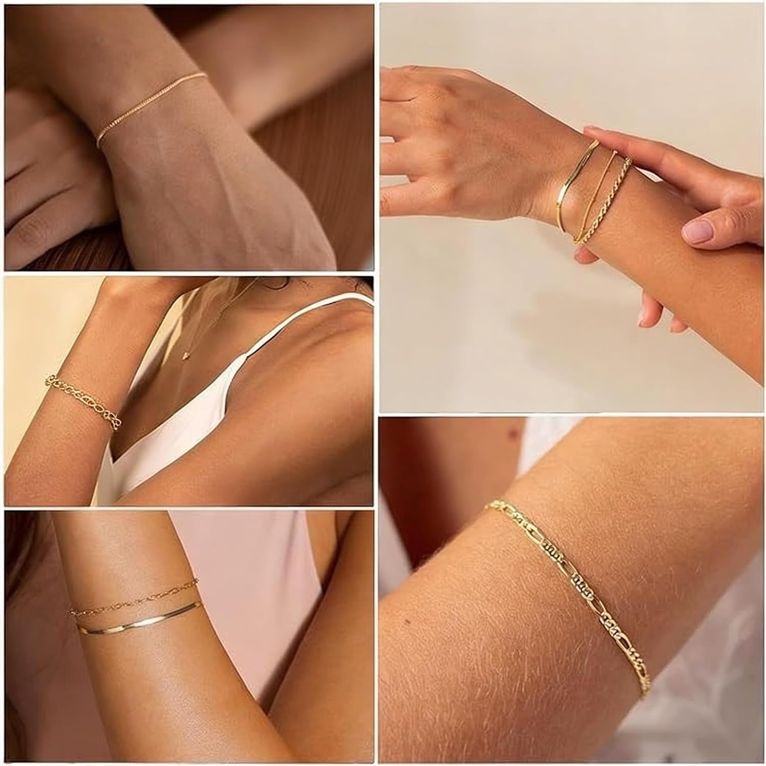 Women’s Bracelet Set – Premium Tone Chain Bracelets for Adults | Stylish Layered Fashion Jewelry Set with Adjustable & Secure Closures image 3