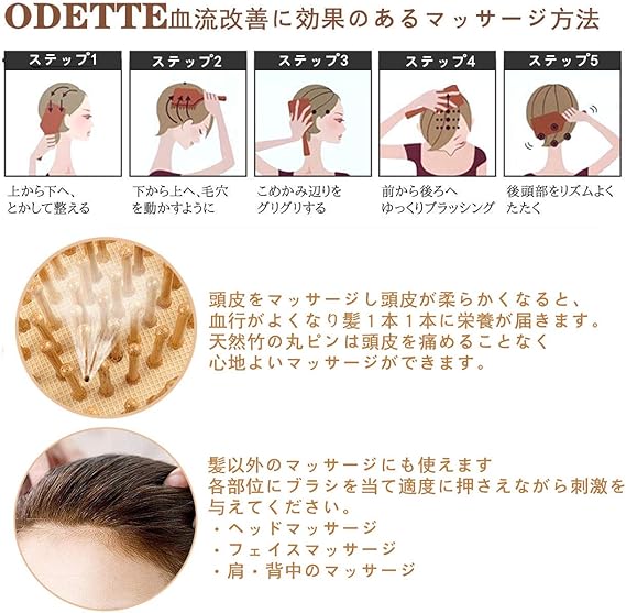 Amazon Odette ヘアブラシ 竹製櫛 ヘアケアブラシくし ヘアケア 頭皮 肩マッサージ 血行促進 静電気防止 握りやすい 人間工学 美髪ケア 頭皮に優しい メンズ レディースに適用 迷你 スクエア スクリーンプロテクター 通販