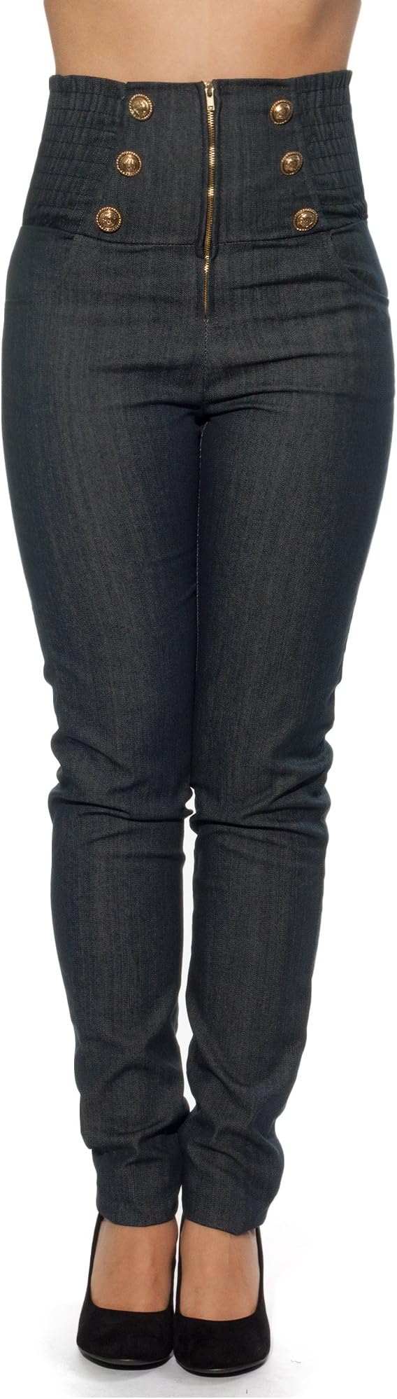 Sidecca Retro Rockabilly 6 Button Zip High Waist Pant