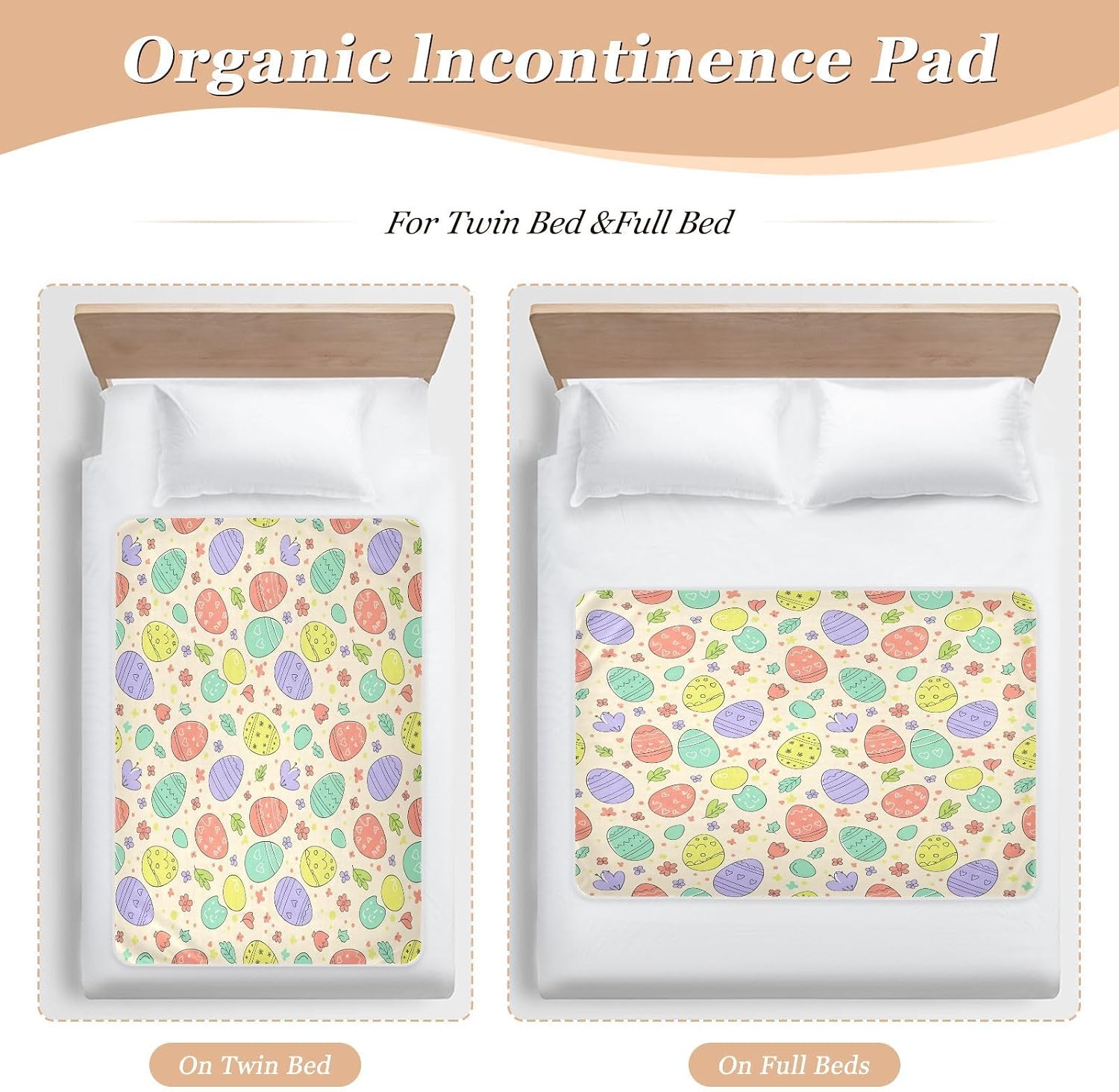 CEBUGI 34” x 52”Washable Underpads Heavy Absorbency Waterproof Incontinence Bed Pads Easter Eggs Pee Pads for Adults Kids and Baby