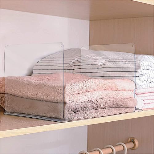 Miniatura 7 de Sorbus Organizador de estantes adhesivos acrílicos con cinta autoadhesiva, ideal para organización de armario, ropa, ropa de cama, separadores de