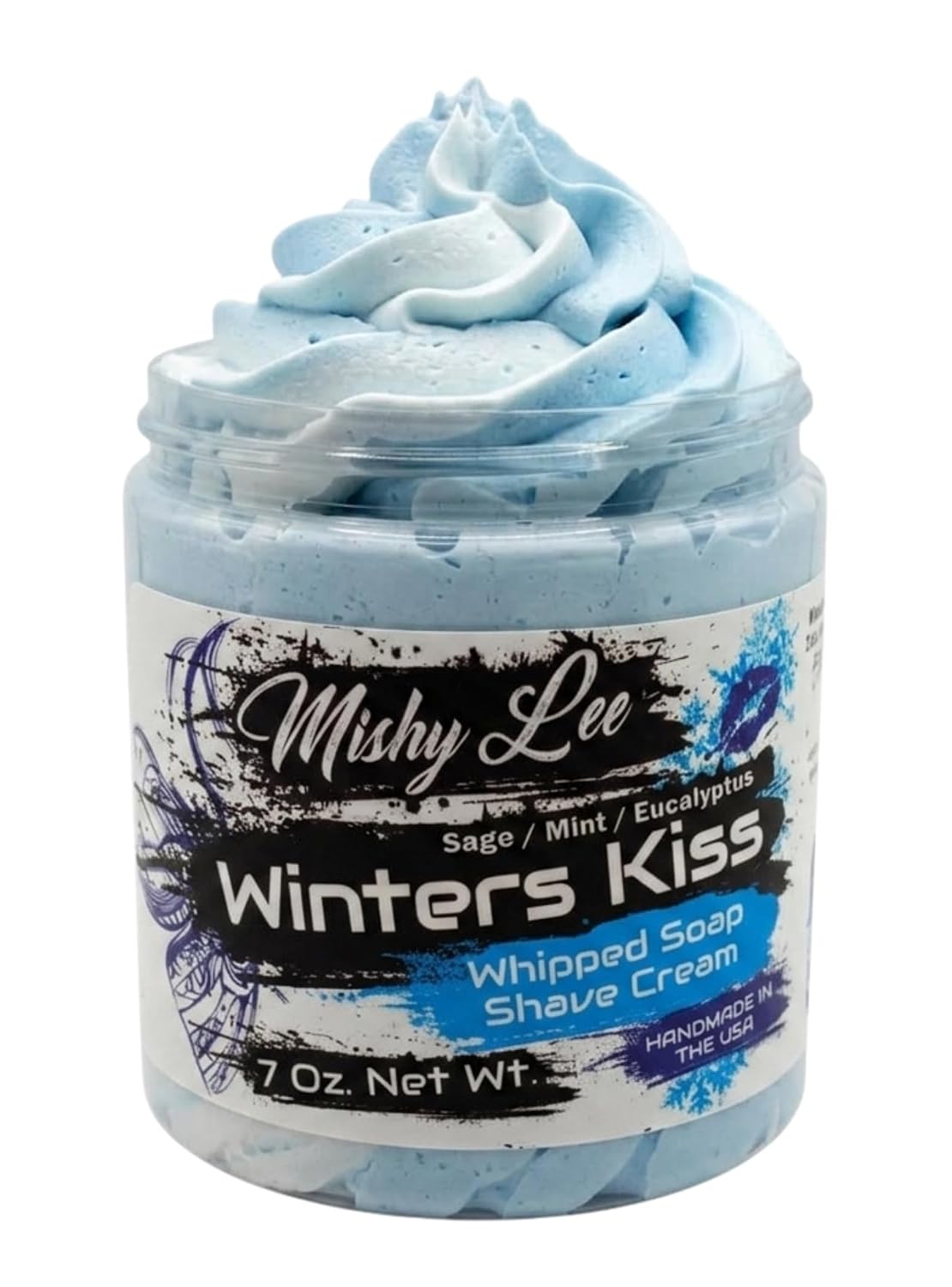 Winters Kiss Mint and Eucalyptus Whipped Soap and Shave Cream - 7 Oz. - Hand-Crafted, Paraben Free, Moisturizing - for Sensitive Skin