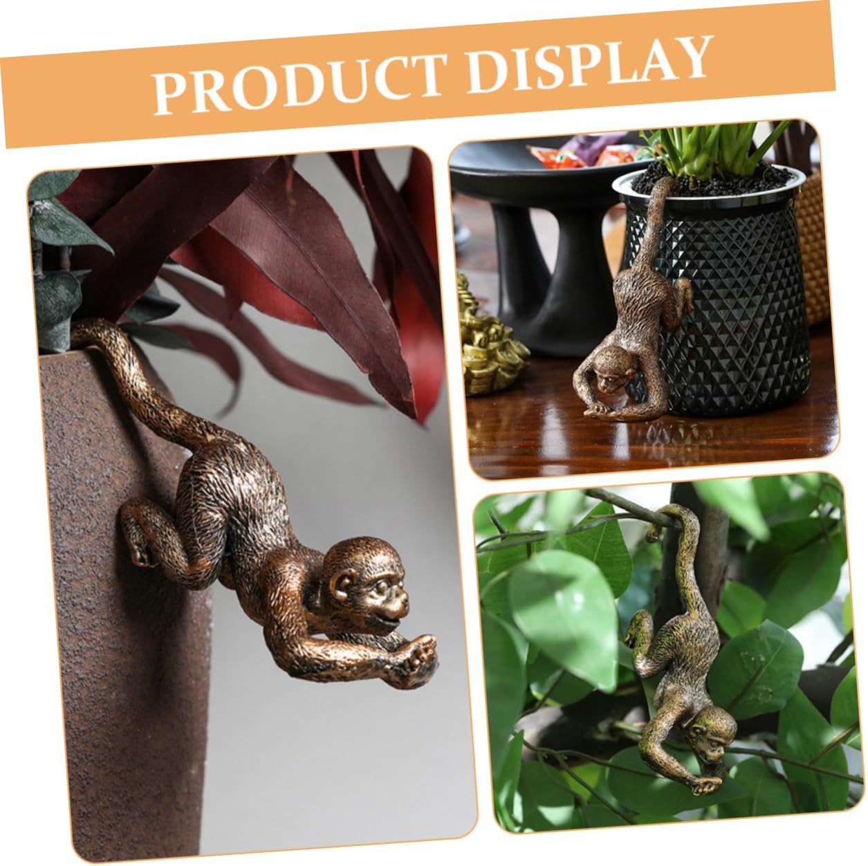Resin Monkey Hanging Sculpture Garden Ornament for Living Room Decor Xmas image 3