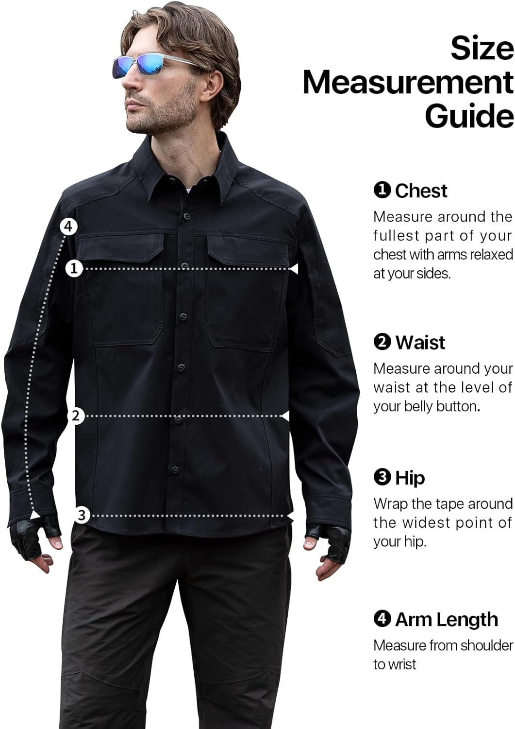 Men's Tactical Shirt Long Sleeve, Ripstop Plaid Stretch Breathable Work Shirt for Motorcycle, Mechanic, Hiking, Casual - Image 8