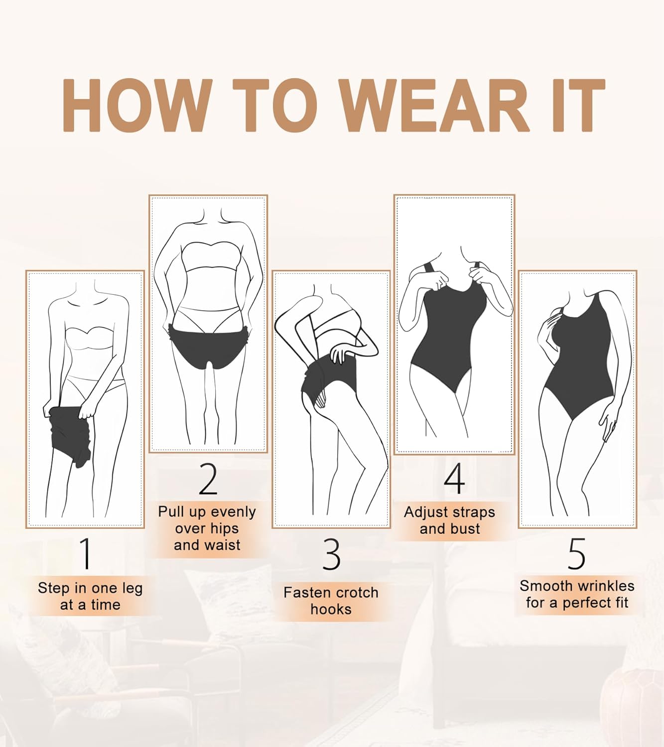 Shapewear Bodysuits for Women, Tummy Control Body Suits Wide Straps Body Shaper V Neck - Image 7