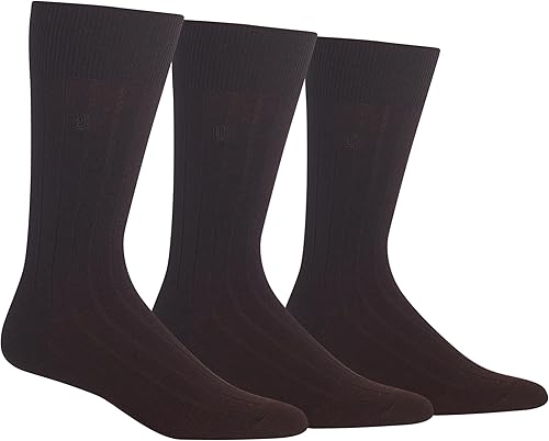 Chaps Men's Soft Touch True Rib Dress Crew Socks-3 Pair Pack-Modal Blend and Embroidered Detail