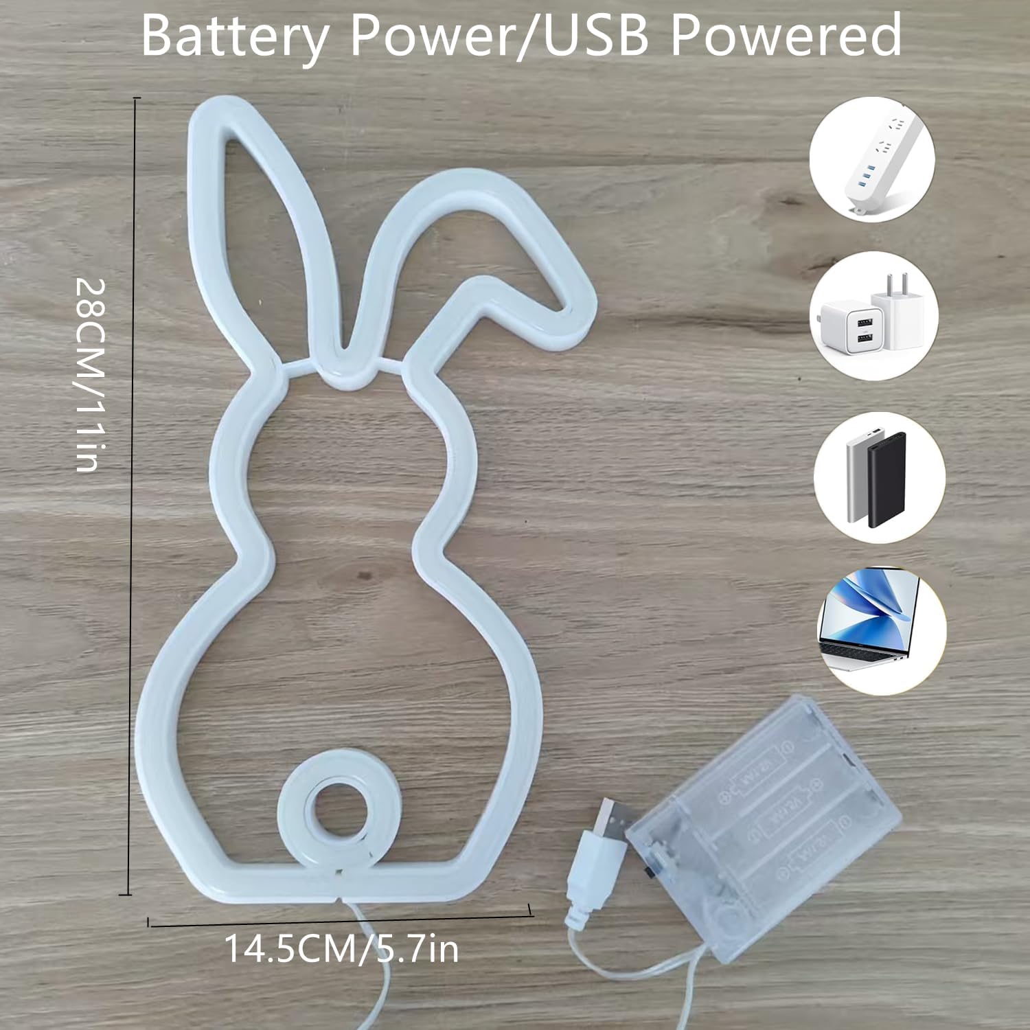 LED Bunny Lamp,Cute Rabbit Neon Light Signs Easter decorations USB Powered or 3xAA Battery Powered,Bunny Night Light Gifts for Bedroom Dorm Easter Christmas Party Bar Wall Decor