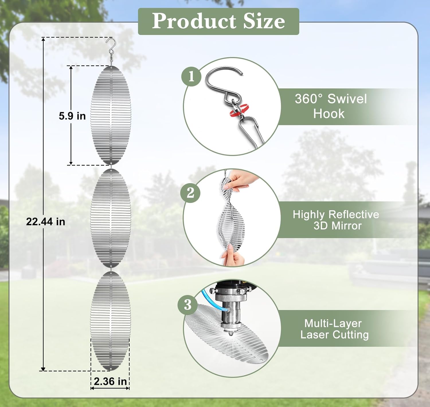 Bird Deterrents for Outside Patio, Bird Scare Devices Set Highly Reflective 3D Wind Spinners Outdoor Garden Decor, Bird Reflectors to Keep Birds Away Window Roof Yard Orchards Deck 12 Discs 4 Pcs