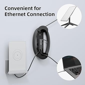 RVMARINEPAT Starlink Gen 2 Ethernet Adapter with Cable Caddy Holder Mounting Kit, Starlink Gen2 to RJ45 Adapter for V2 Actuated External Network