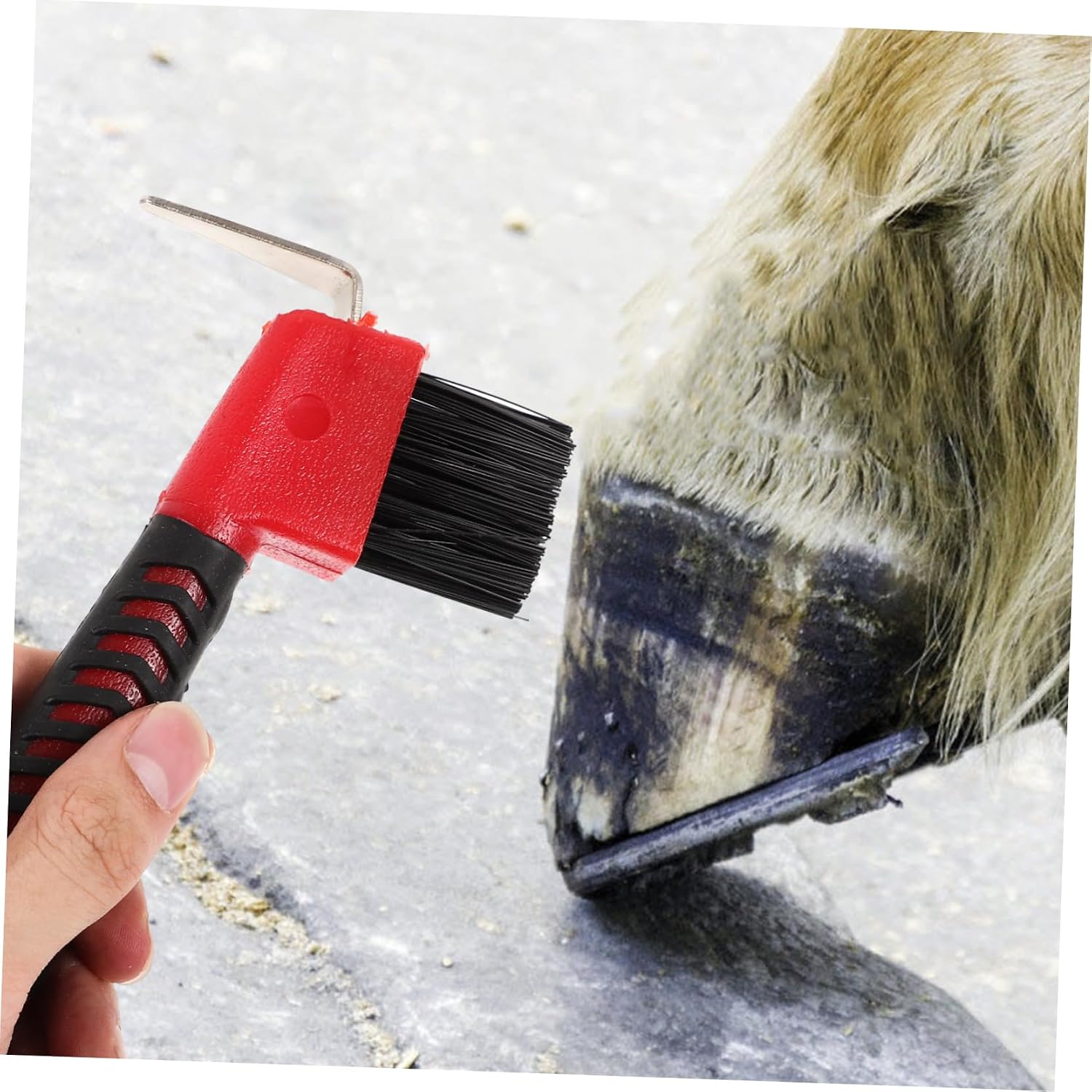 Horse Hoof Pick with Brush, Comfortable Grip Nylon for Everyday Grooming | Combination Pick and Brush, Easy Cleaning, Rust Resistant Nylon Build, for Horse Hoof Care