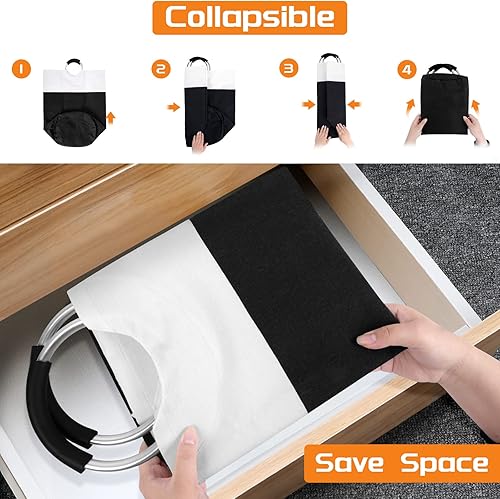 Miniatura 6 de BlissTotes Cesta de lavandería, cesta de lavandería, cestas plegables para ropa sucia, cesta impermeable con asas de aluminio protegidas de espuma