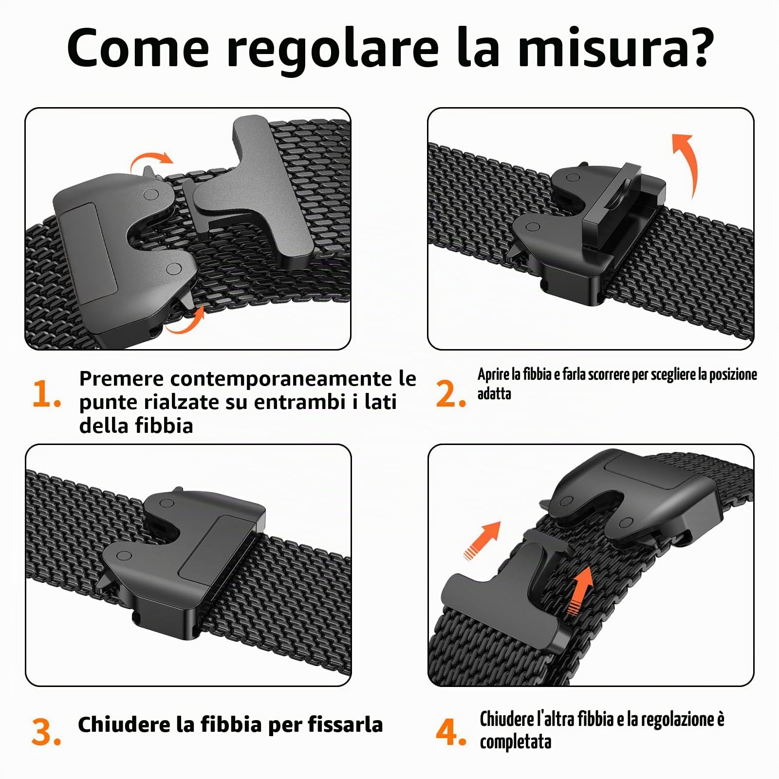 Cinturino Milanese Loop Compatibile con Apple Watch Ultra 3/2/1 49mm 46mm 45mm 44mm 42mm (Serie 3 2 1) Uomini Donne, Cinturini in Metallo per iWatch 11 10 9 SE 8 7 6 5 4, Fibbia Stile Paracadute