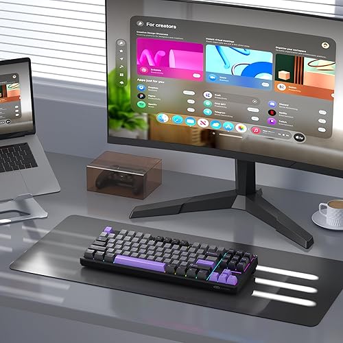 Miniatura 7 de MageGee LIGHT87 - Teclado inalámbrico cremoso, estructura de junta, teclados mecánicos intercambiables en caliente, teclado retroiluminado RGB de