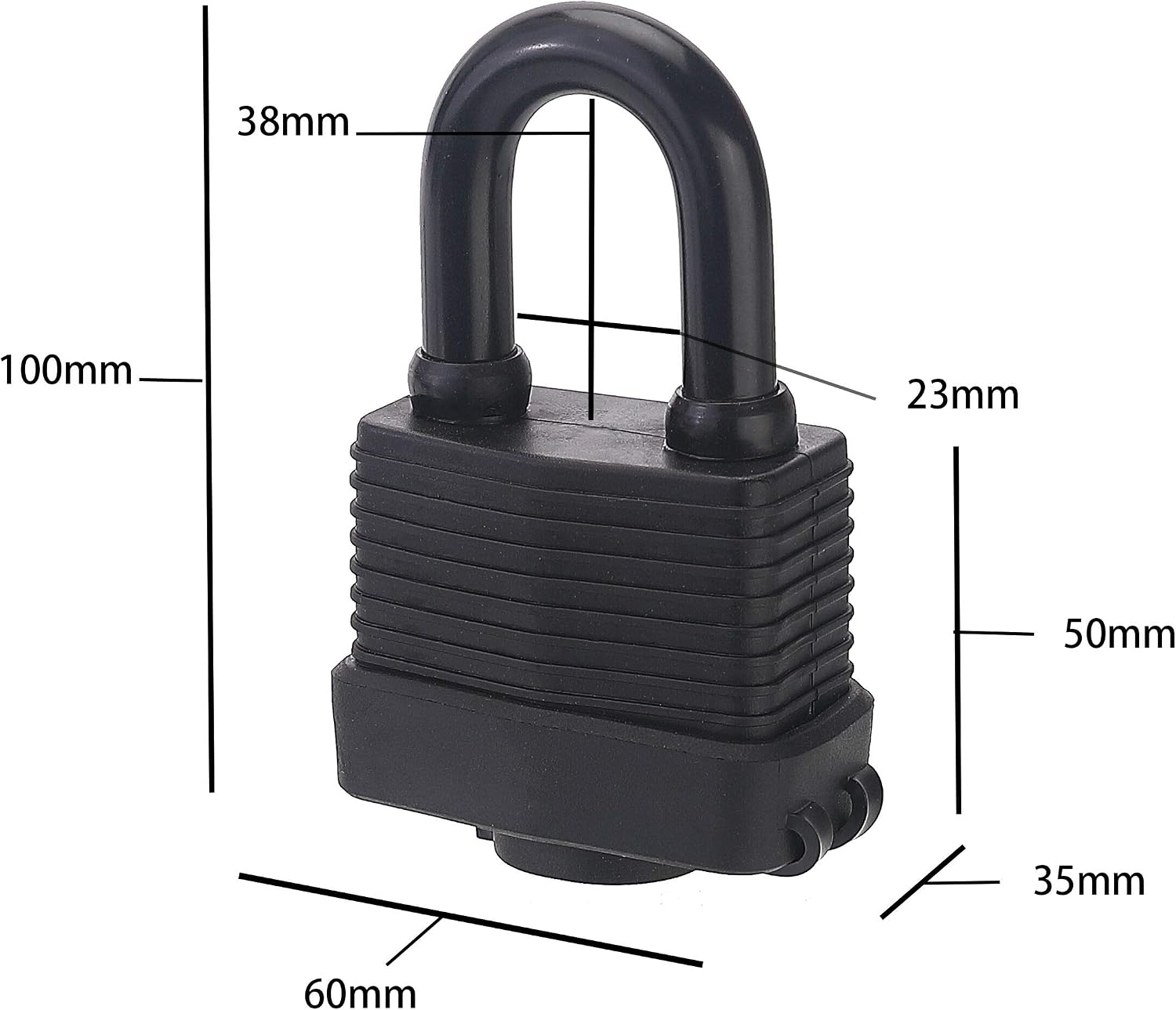 Heavy Duty Covered Laminated Steel Keyed Padlocks, Keyed Alike Locks, Waterproof Padlock for Outdoor use, 2 inch Wide Body, Pack of 4