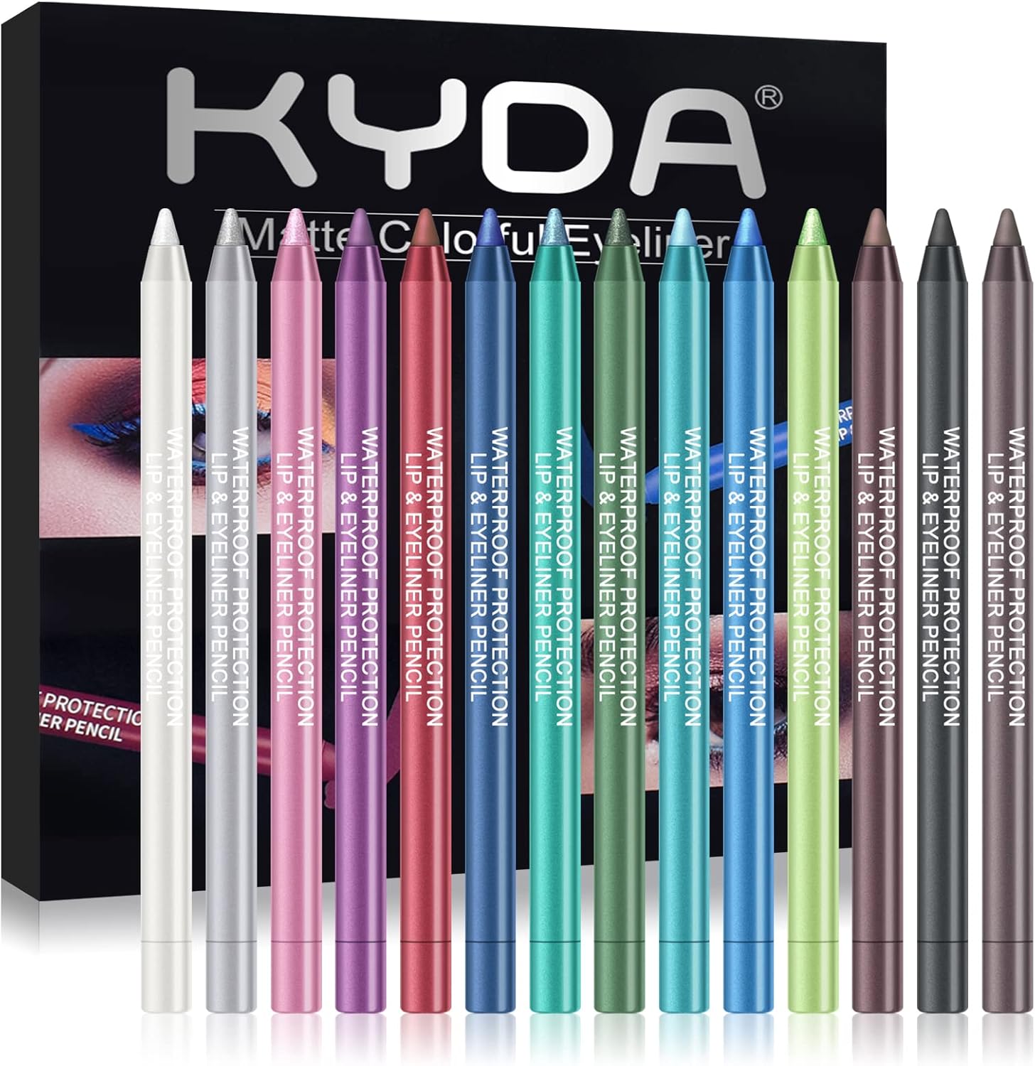 Ownest 14 Colors Eyeliner Pen Set,Pearl Eyeliner Kit Metallic Eyeliner Pencil Glitter Eyeliner