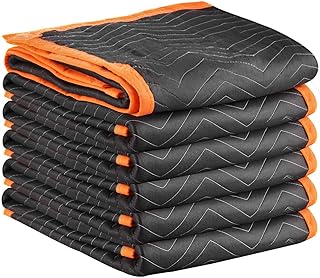VEVOR 6 Pcs Moving Blankets, 80 x 72 in, Large Packing Blankets with 2 Elastic Bands, Heavy Duty Nonwoven Fabric Padded Moving Blanket with Cotton Filling for Shipping Wrapping Protecting Furniture