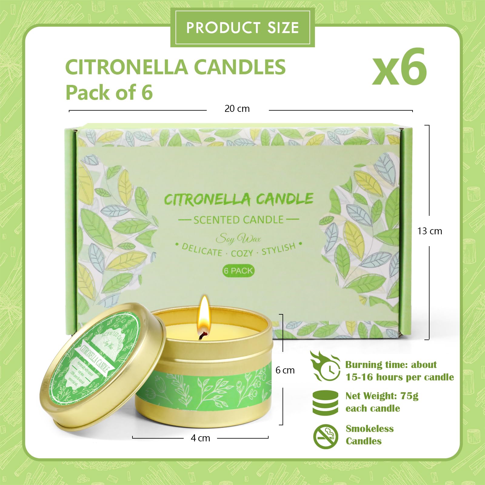 Citronella-Kerzen Aus Sojawachs – 3er Set Mit Je 80h Brenndauer | 3 Dochte, 340 Ml, Für Terrasse & Garten