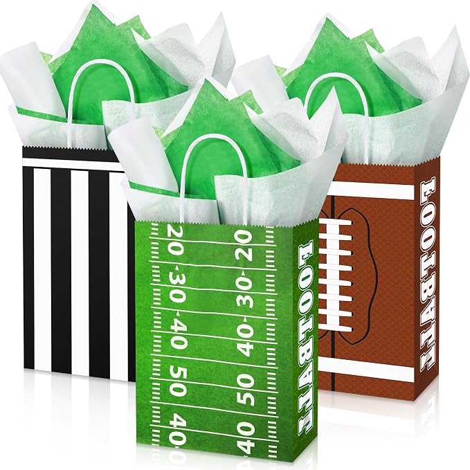 Amazon.com: Pasimy 24 Pcs Football Goodie Bags with Tissue Papers Candy ...