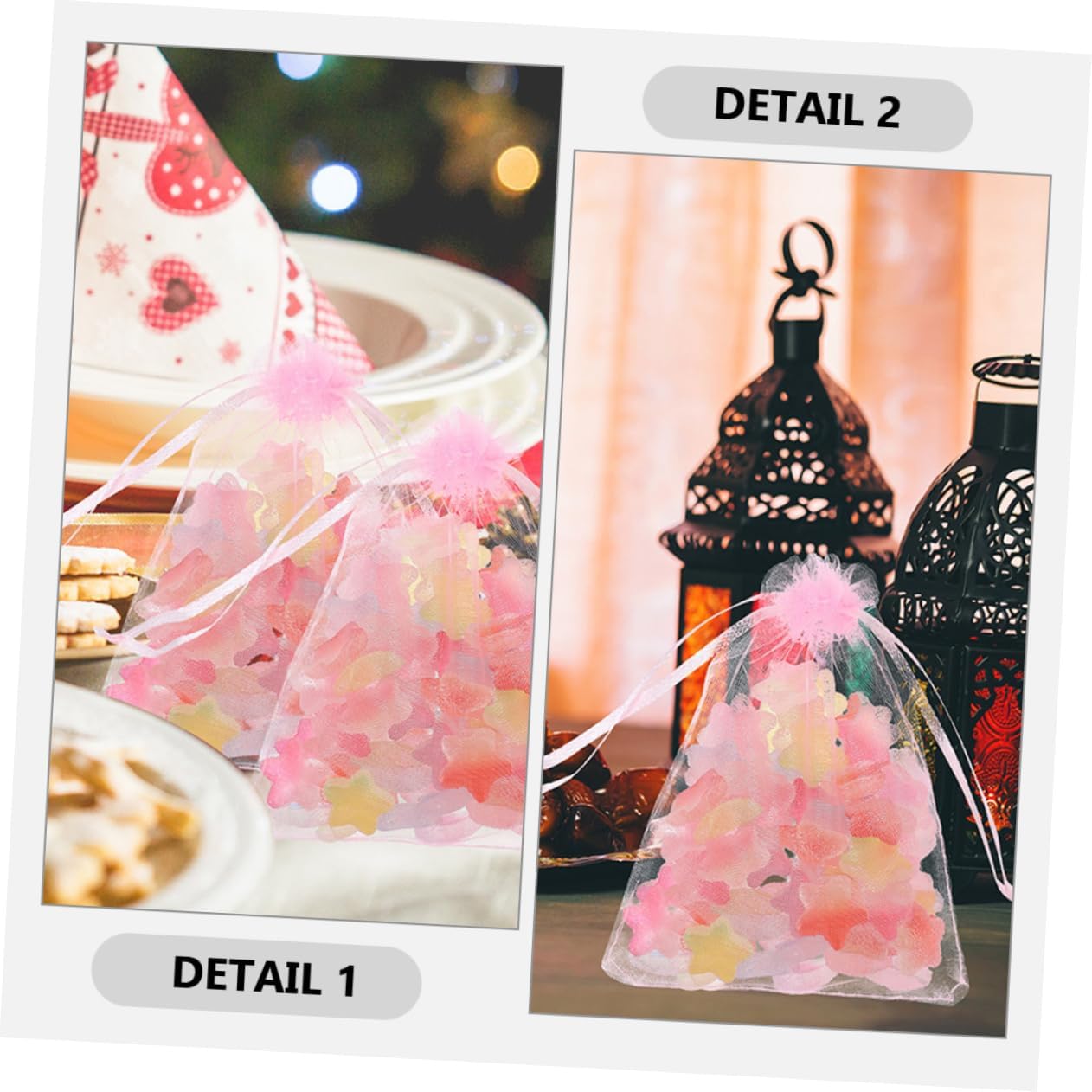 VILLFUL 100pcs Pink Organza Drawstring Favor Bags for Birthday Parties image 4