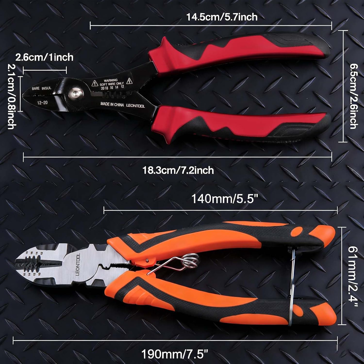 4-in-1 Multi Purpose Electricians Pliers with 3-in-1 Diagonal Cutting Pliers, Wire Crimper Tools Wire Cutter Side Cutting Pliers for Crimping and Cutting