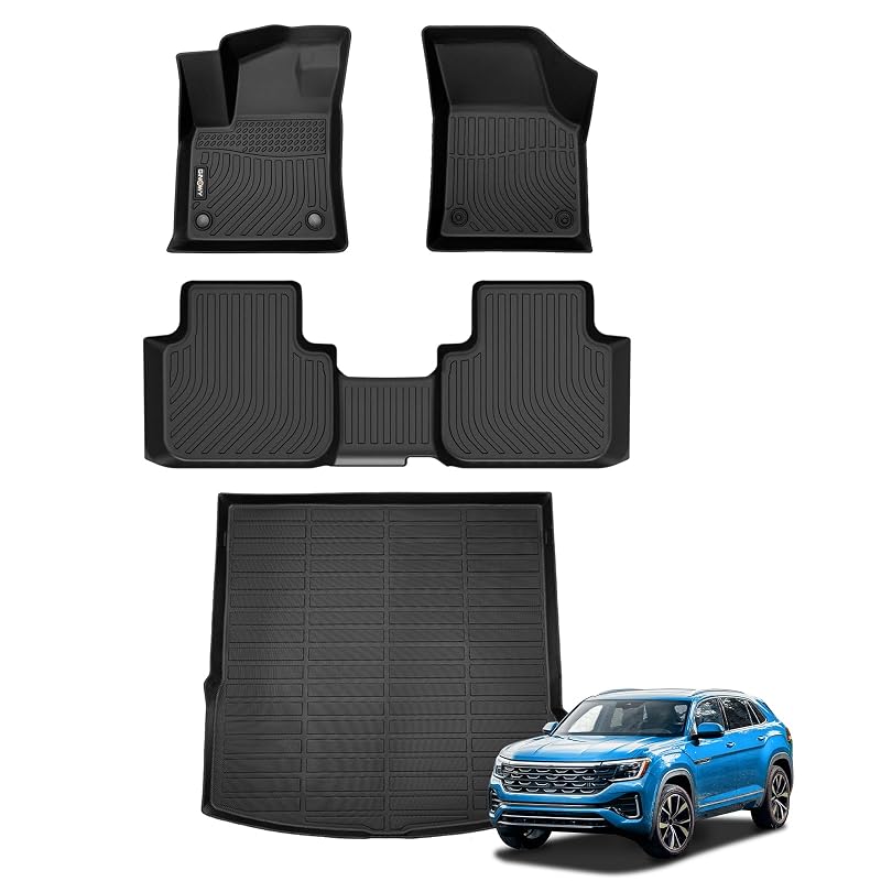 Tapete Automotivo em TPE para Volkswagen Atlas Cross Sport 2020–2026, 5 lugares, Preto, GINOWY