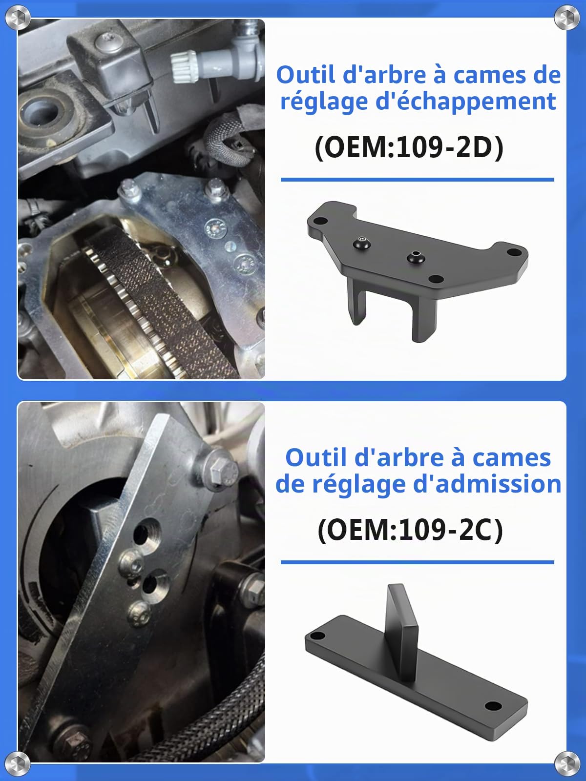 Lot de 10 Outils de Réglage du Moteur - Compatible avec Peugeot, Citroën, Opel, pour 1.2 Vti (VVT) /GDI PureTech Essence, 109-2A, 0109-2B, 109-2C, 109-2D, G-0109-2E