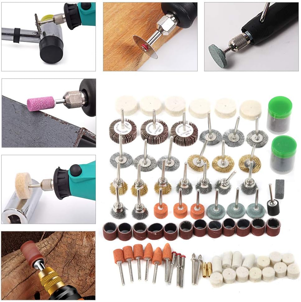 Rotary Tool Accessories Kit, 145PCS Universal Rotary Tool Bits Polishing Kit Mini Rotary Electric Grinder Tool Accessories Set for Sanding Cutting Grinding Drilling Carving