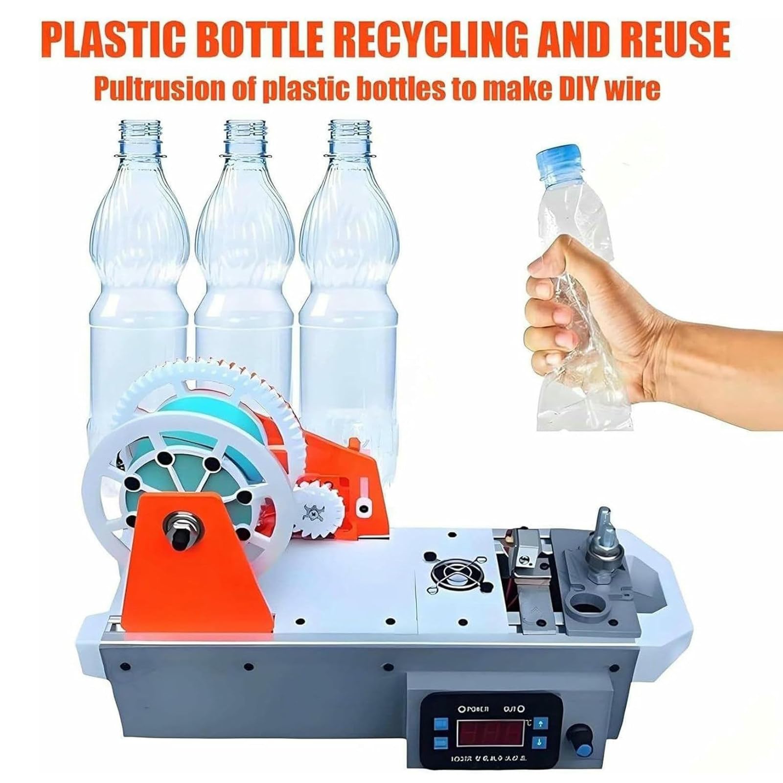 Maszyna do recyklingu filamentu PET do druku 3D, ekologiczna wytłaczarka biurkowa do projektów DIY i małych studiów, maszyna do recyklingu butelek z tworzywa sztucznego