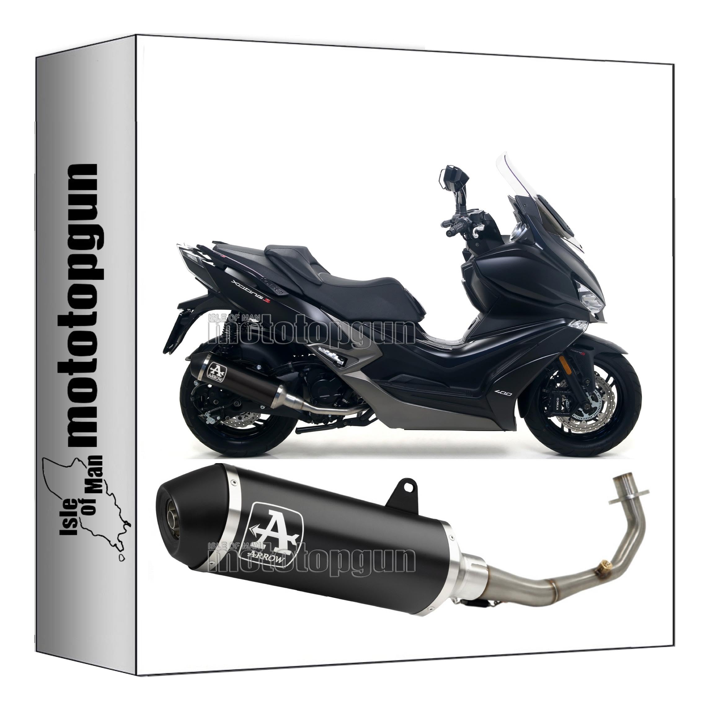 Escape completo Arrow 73517ANN de aluminio negro para Kymco Xciting de gama alta 3