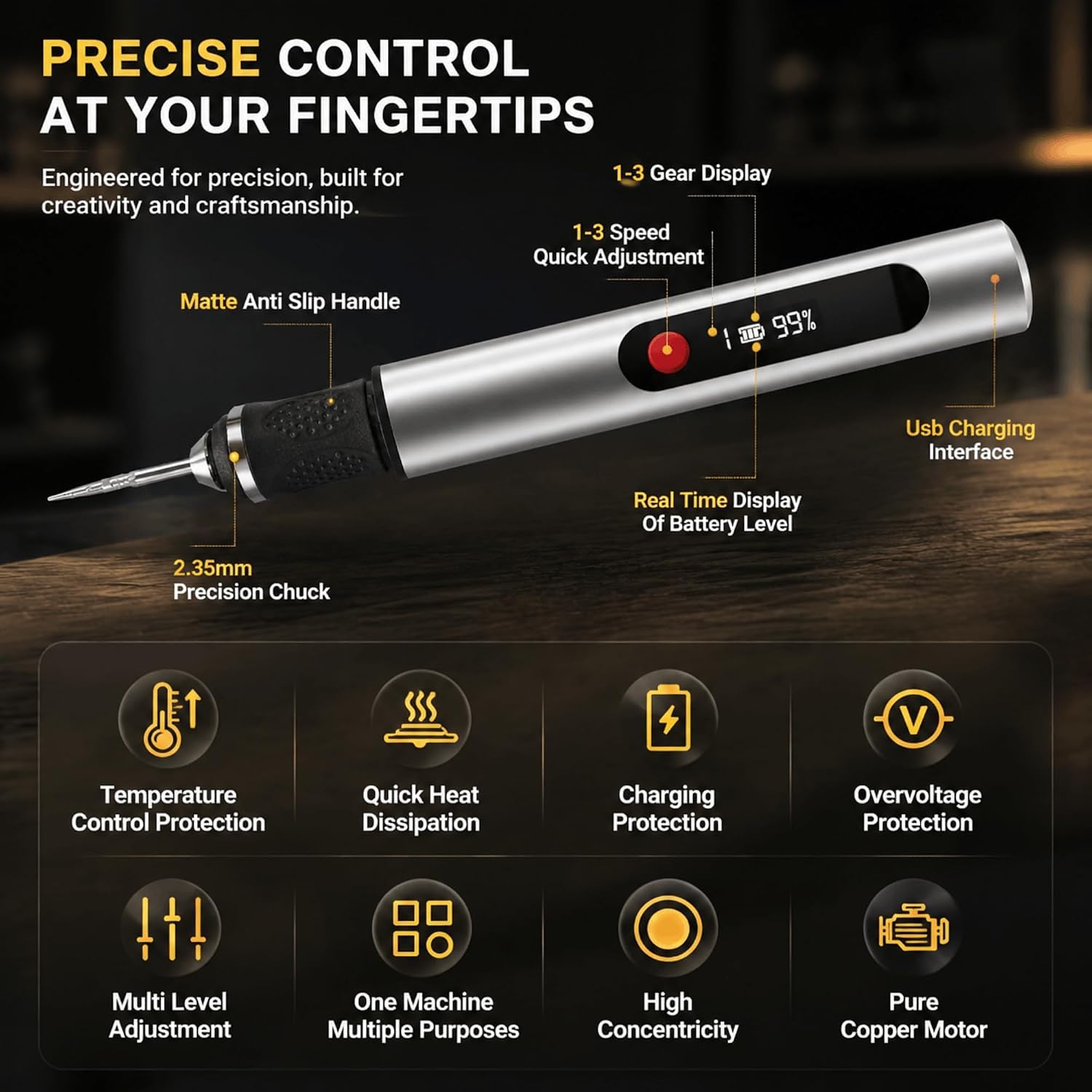Engraving Pen, Cordless Engraver Pen with 35 Bits, 3-Speed Engraver (8000-25000 RPM) for Beginner USB Rechargeable Engraving Tool Metal Wood Glass Jewelry, Lightweight & Quiet DIY Craft Kit Artists