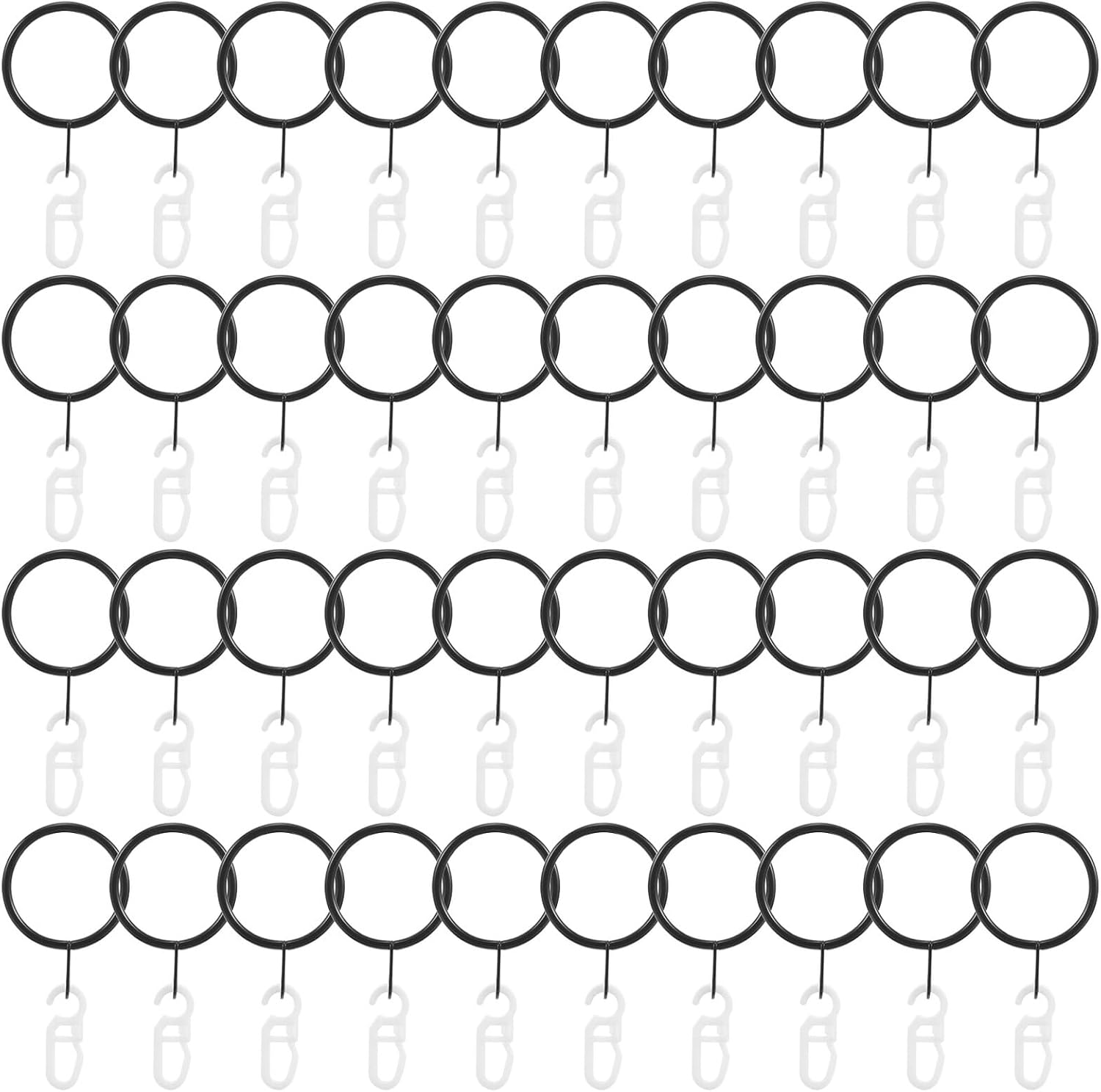 PRETYZOOM 45pcs Metal Curtain Rings with Plastic Hooks Drapery Ring Clips for Window Rods for Kitchen Bathroom Home Décor