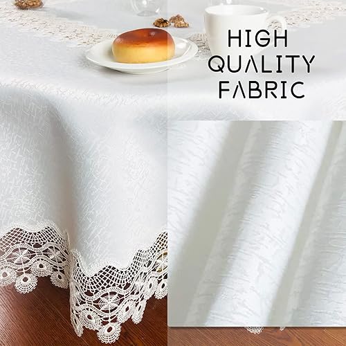 Miniatura 4 de Manteles para mesas rectangulares de encaje, decoración elegante para comedor, hogar, fiestas, cocina, Pascua, Navidad, boda, estilo granja, al aire