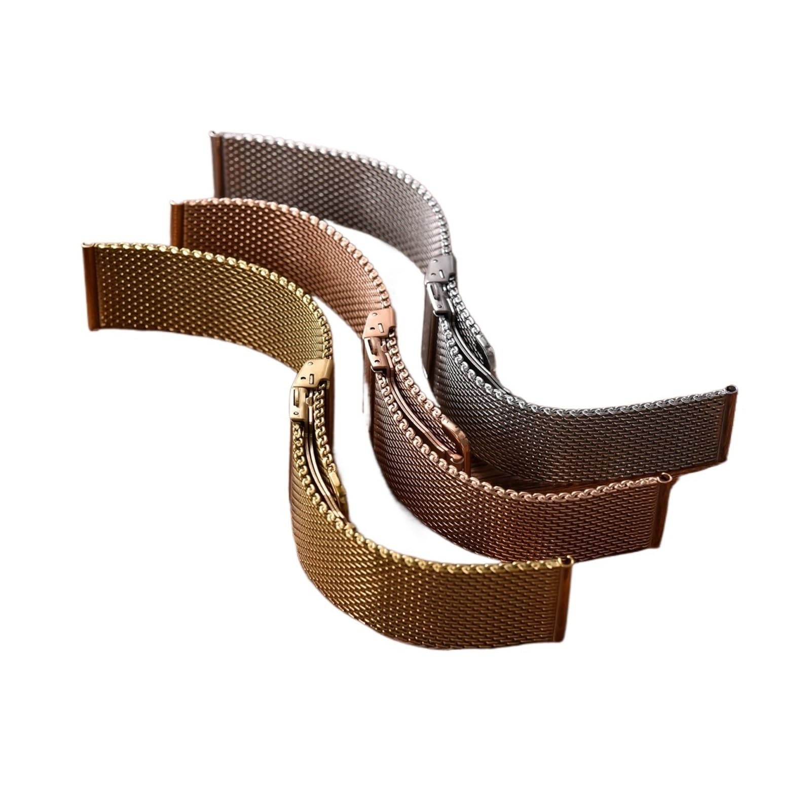 Cinturino di ricambio universale sottile da 0,6 mm in maglia milanese in acciaio inox, larghezza 18, 20, 22 mm (argento, 18 mm)